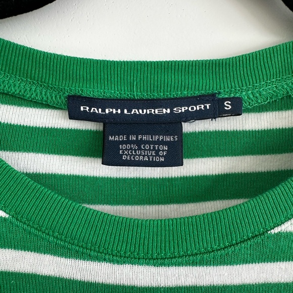 Ralph Lauren Sport Green & White Striped Crew Tee - Picture 4 of 4